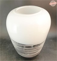 Hand Blown Spun Thread Art Glass Shoulder Vase
