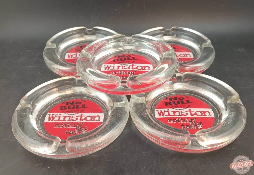 Five Glass Winston 'No Bull' Ashtrays