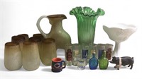 Mexican Hand Blown Pitcher & Drinking Glasses