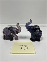 Vintage Fenton Lenox Hand Painted Glass Elephants
