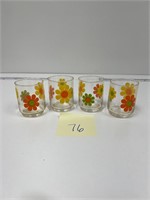 Vintage 4 Libbey Flower Power Stacking Glasses