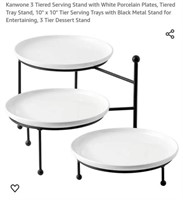 MSRP $51 3 Tier Serving Stand w/Porcelain Plates