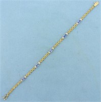 1 1/3ct TW Tanzanite and Diamond Bracelet in 14K Y