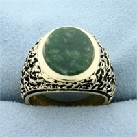 8CT Jade Solitaire Ring in 14K Yellow Gold