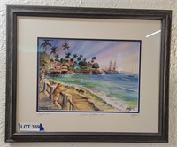"LahiainaTown, Maui" Art signed Print by Kingwell