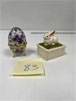 Porcelain Bunny & Egg Trinket Dishes