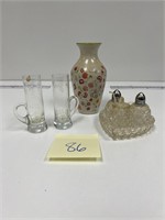 Etched Double Shot Glasses Hallmark Vase Shakers