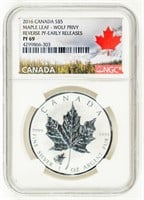 Coin 2016 Canada Maple Leaf Privy-Wolf-NGC-PF70 UC