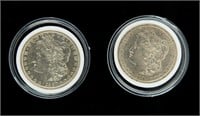 Coin 2 Morgan Silver Dollars-1885-P+1887-P/XF