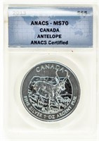 Coin 2013 Canada Antelope Silver(99%)-ANACS-MS70