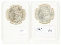 Coin 2 Morgan Silver Dollars-1885-P+1888-P/XF-AU