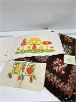 Vintage Mushroom Placemats Fruit Towel & Afghan
