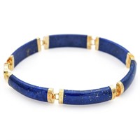 Vintage 14K Yellow Gold Lapis Lazuli Bracelet