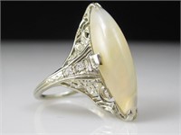 Antique 18K Gold Genuine Diamond Art Deco Ring