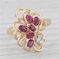 Genuine Ruby Diamond 14k Yellow Gold Ring