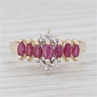 Genuine Ruby Diamond 10k Yellow Gold Ring