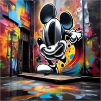 Graffiti Steamboat Willie Hand Signed by Charis