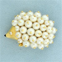Authentic Chanel Pearl Porcupine Hedgehog Pin or P