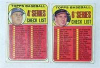 2 1969 Topps Checklists Brooks 6th Series & 4th