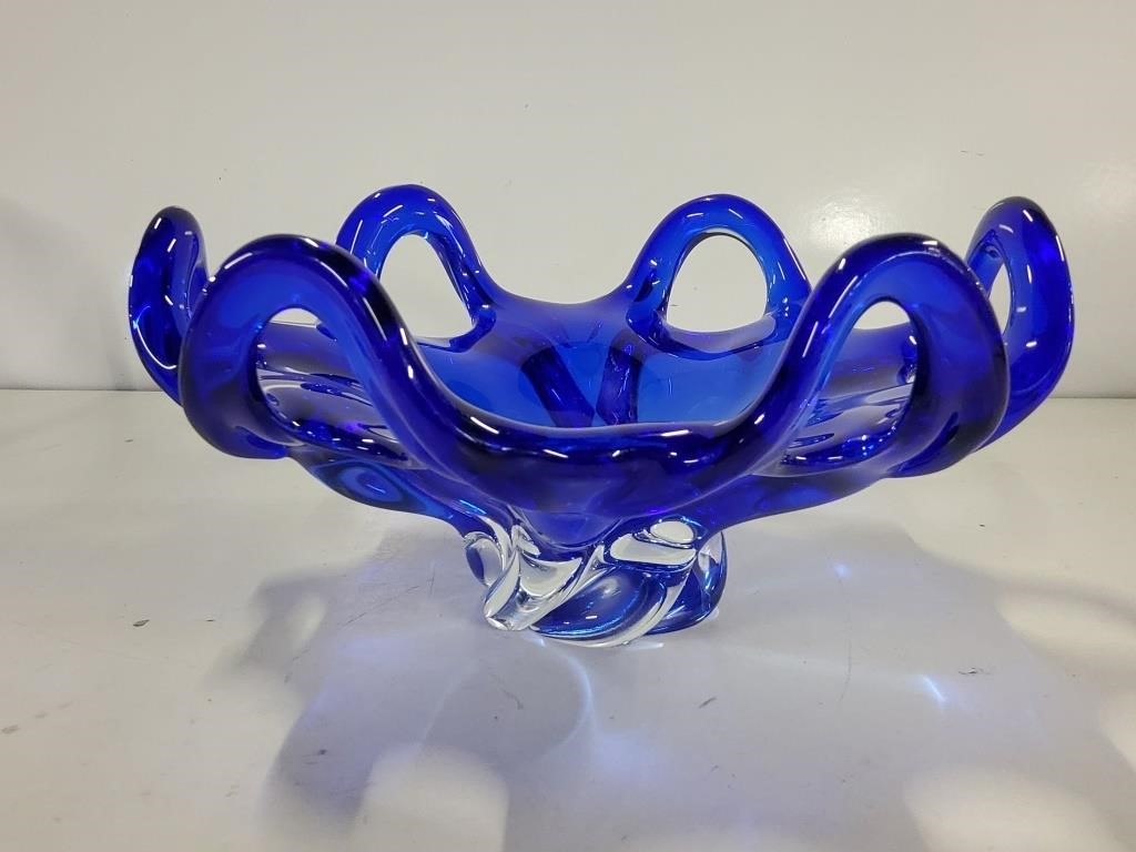 Blue Cobalt Hand Crafted Bowl 5in X 10in