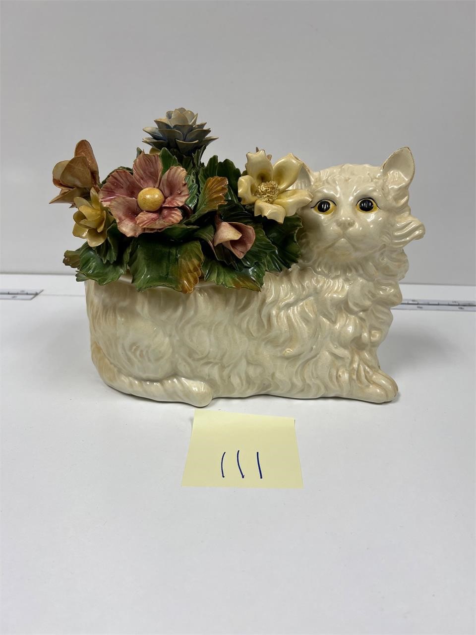Vintage Porcelain Ardalt Cat w/ Flowers Statue