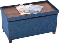 Blue Ottoman Bench with Storage