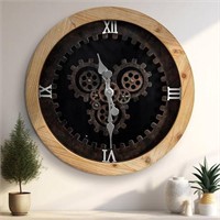 Rustic Moving Gears Clock