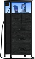 Black Vertical Dresser with Charging Station
