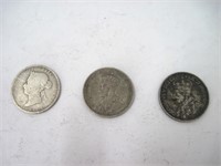 Canadian Quarters 80% Silver x3