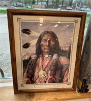 Framed Native American Cheif Picture