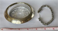 Sterling silver rim dish & Bracelet with safety