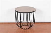 Side Table w/ Metal Cage Base