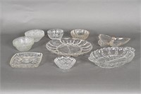 Vintage Pressed Glass Serving Trays, Bowls