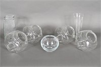 Vintage Glass Tilted Counter Top Candy Bowls. Vase