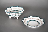 Antique Austrian Footed Porcelain Berry Bowl/Plate