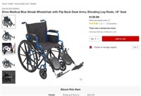 E2061  Drive Medical Blue Streak Wheelchair 18 S