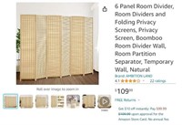 B2057 6 Panel Room Divider Folding Screens