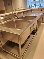 11 ft Stainless Work Table w/ Double Comp Sink