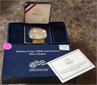 MARINE CORPS 230TH ANNIVERSARY SILVER DOLLAR