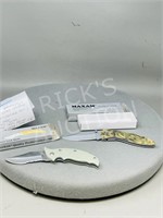 2 Maxam liner lock knives w/ camo handles