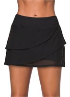 R7368  EVALESS Little Black Swim Skirt Ruffle Bott