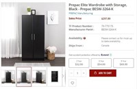 Fb2746 Prepac Elite Wardrobe with Storage Black