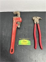 Benchtop Pipe Wrench and Fence pliers