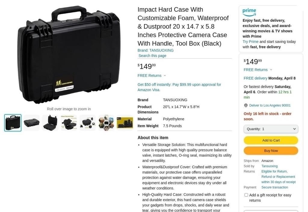 FB2635  Impact Customizable Foam Camera Case