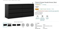 W2141  Tvilum 6 Drawer Double Dresser Black