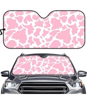 Foruidea Pink Cow Print Car Windshield Sun Shade