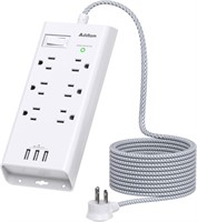 NEW 10FT Surge Protector Cord/ 6 Outlets, 3 USB