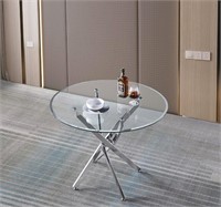 Dining Table,Modern Round Clear Tempered