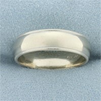 Mens Beaded Edge Milgrain Wedding Band Ring in 14k