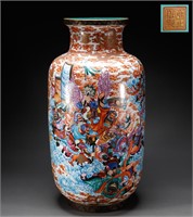 Qing Dynasty powder enamel character story bottle